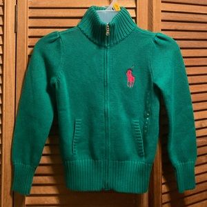 Polo Ralph Lauren Big Pony Green Mock Turtleneck Cotton Sweater